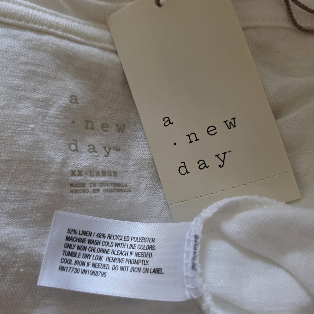 White V-neck Front Twist Linen Blend T-Shirt | A New Day - Lightweight Casual - Picture 6 of 6